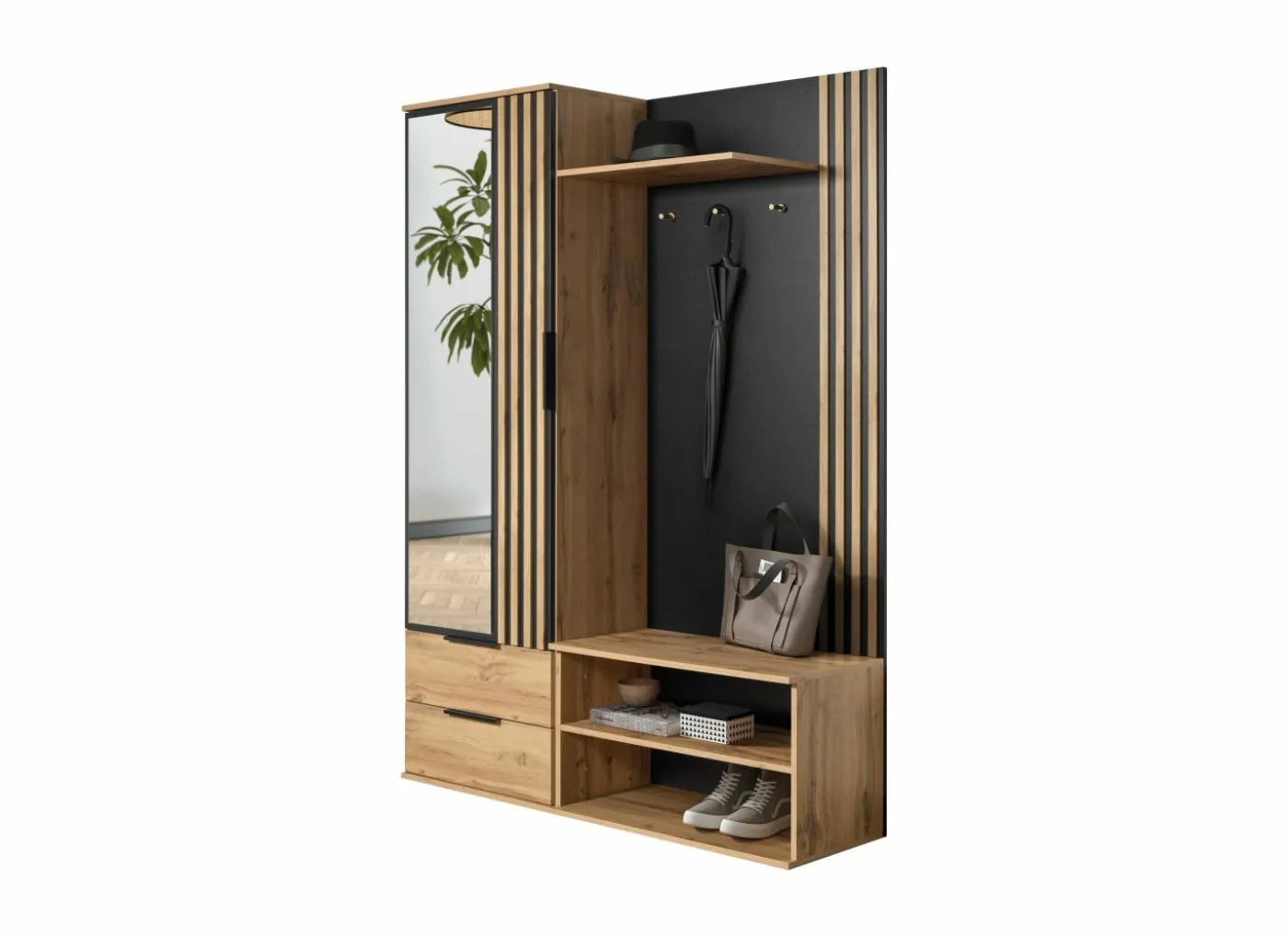 Halkast Tamarisk 140cm - melamine - wotan oak & zwart
