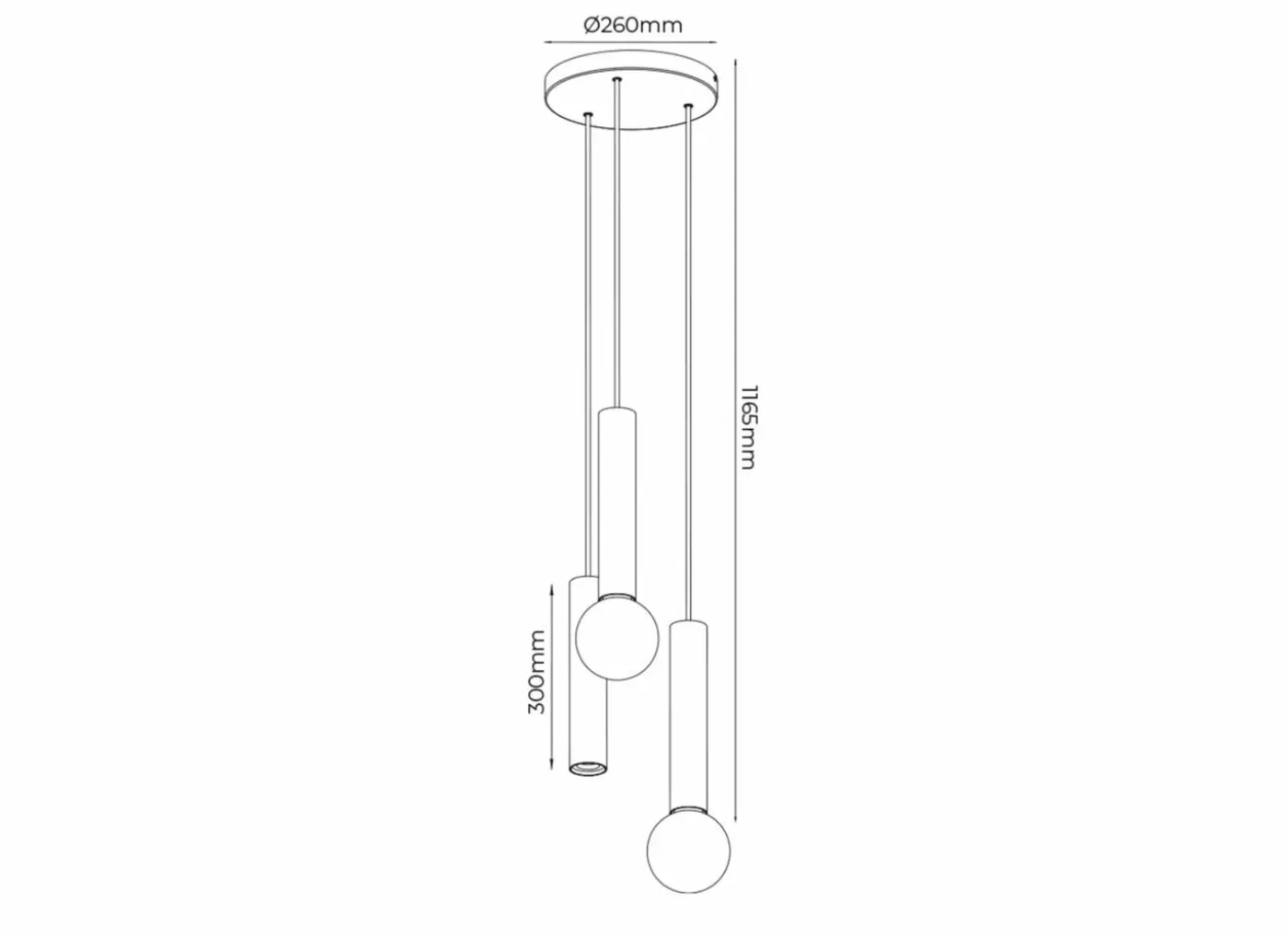 Hanglamp Ø35cm 2xGU10 3xE27 - aluminium - zwart