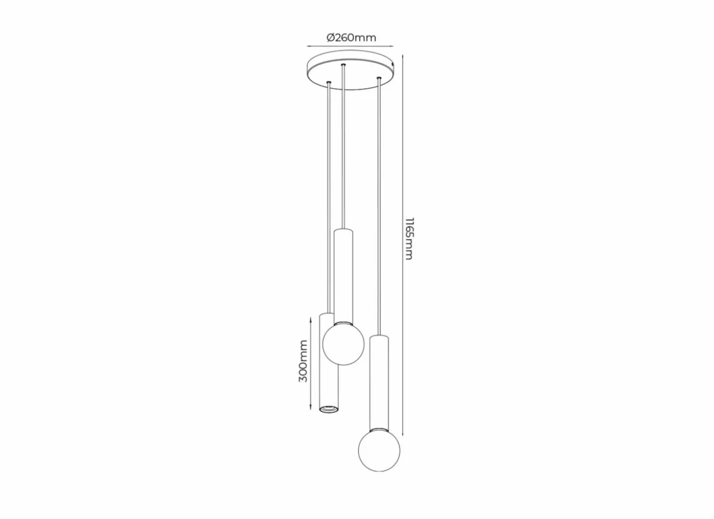 Hanglamp Ø26cm 1xGU10 2xE27 - aluminium - zwart