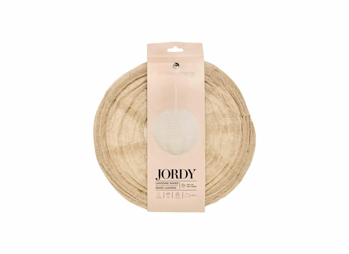 Hanglamp Jordy Bol Ø35cm - linnen - beige
