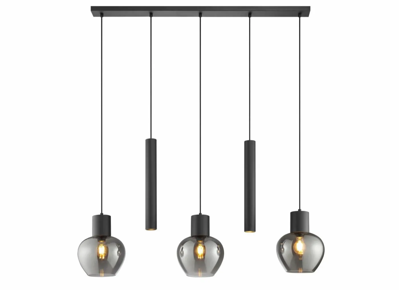 Hanglamp Ligari 3xE27 & 2xGU10 black smoked