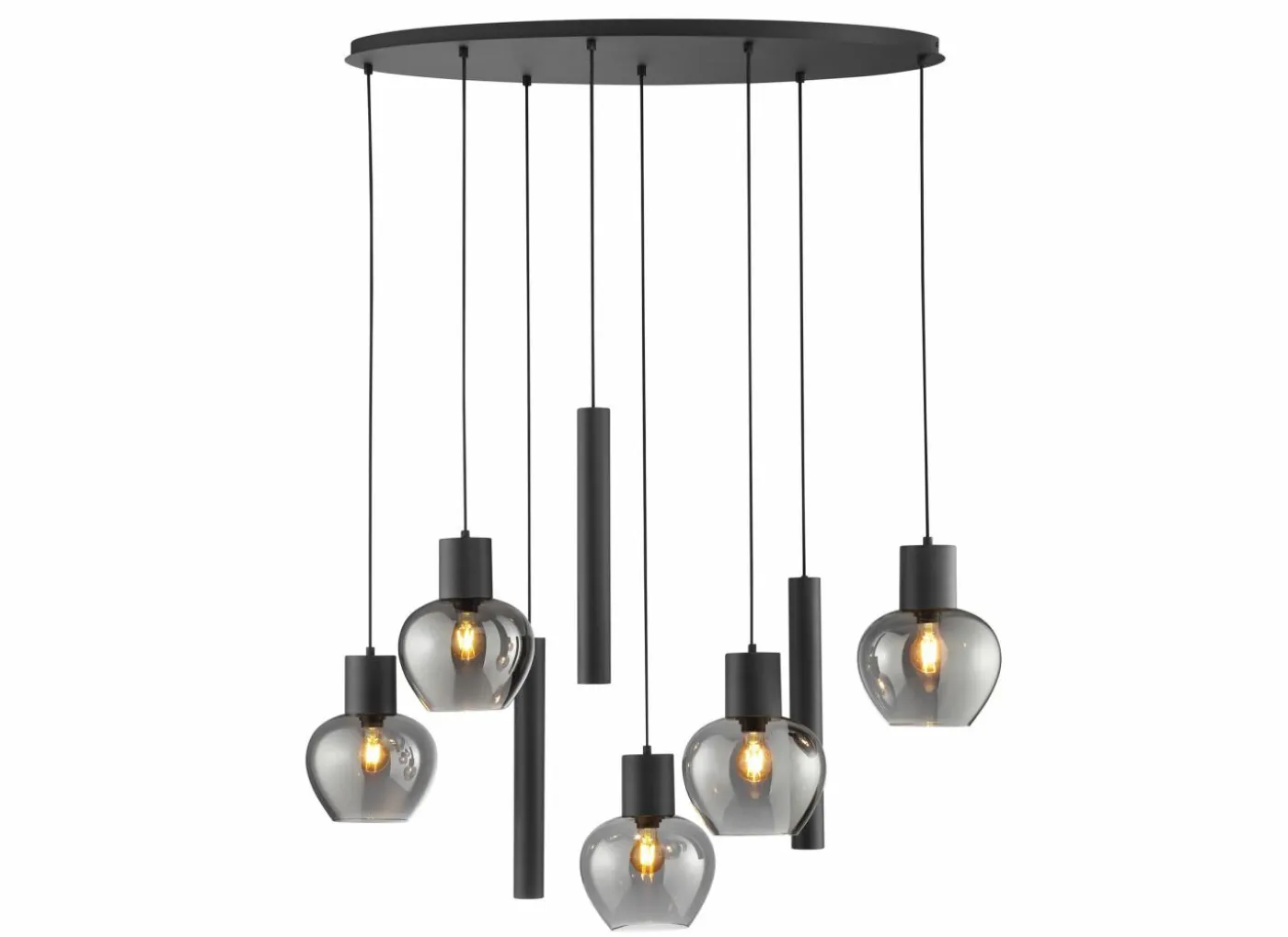Hanglamp Ligari 5xE27 & 3xGU10 black smoked