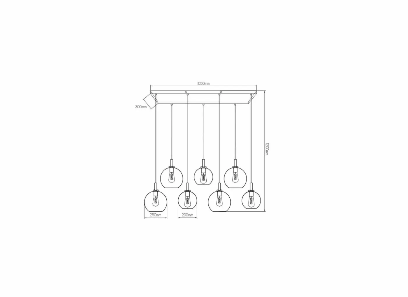 Hanglamp 120x105x25/30cm 7x60W E27