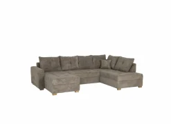Hoeksalon Abby 311x170cm - stof - bruin met bedfunctie
