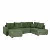 Hoeksalon Abby 311x170cm - stof - groen met bedfunctie