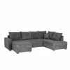 Hoeksalon Abby 311x170cm - stof - grijs met bedfunctie
