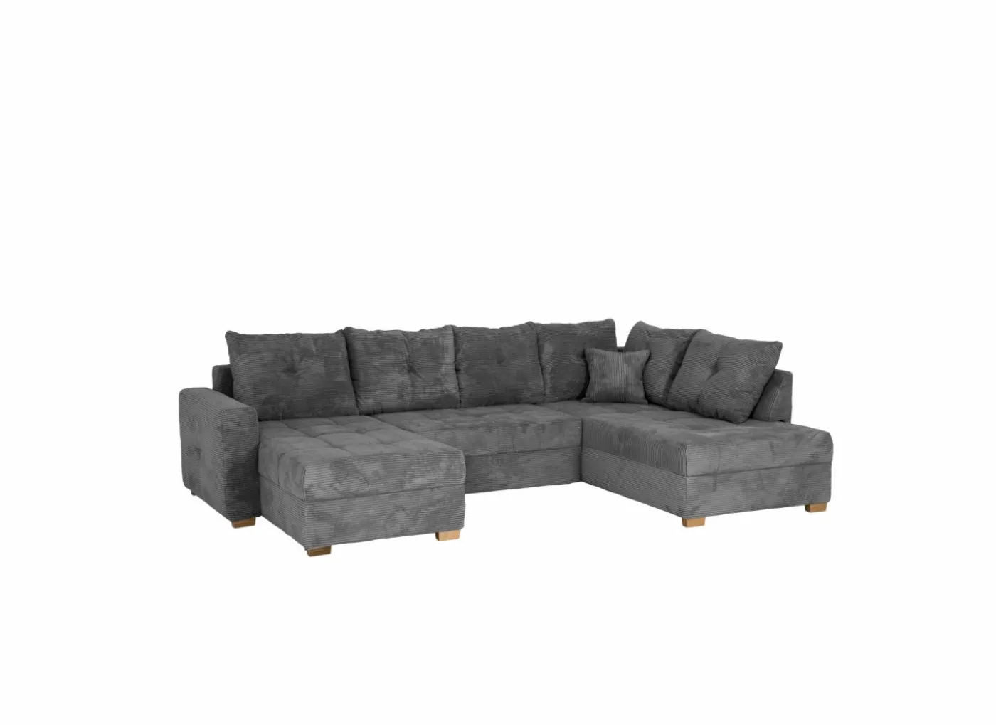 Hoeksalon Abby 311x170cm - stof - grijs met bedfunctie