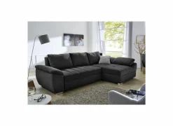 Hoeksalon Alster 268x161cm - stof - zwart met bedfunctie