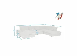 Hoeksalon Artus 371x260cm - stof - grijs