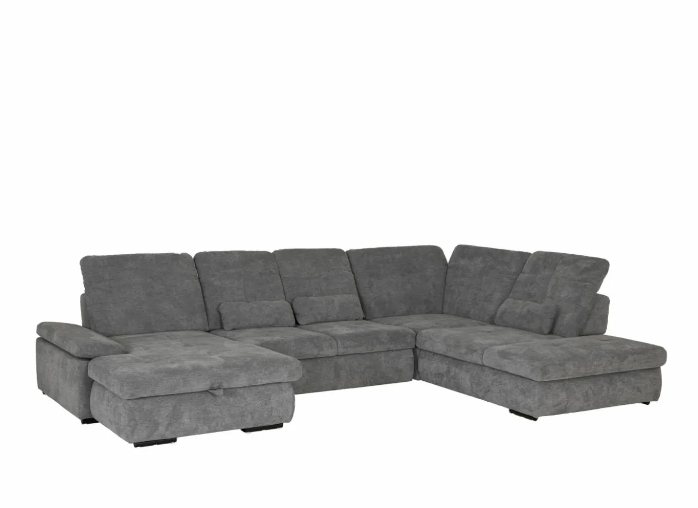 Hoeksalon Artus 371x260cm - stof - grijs met bedfunctie & opbergruimte
