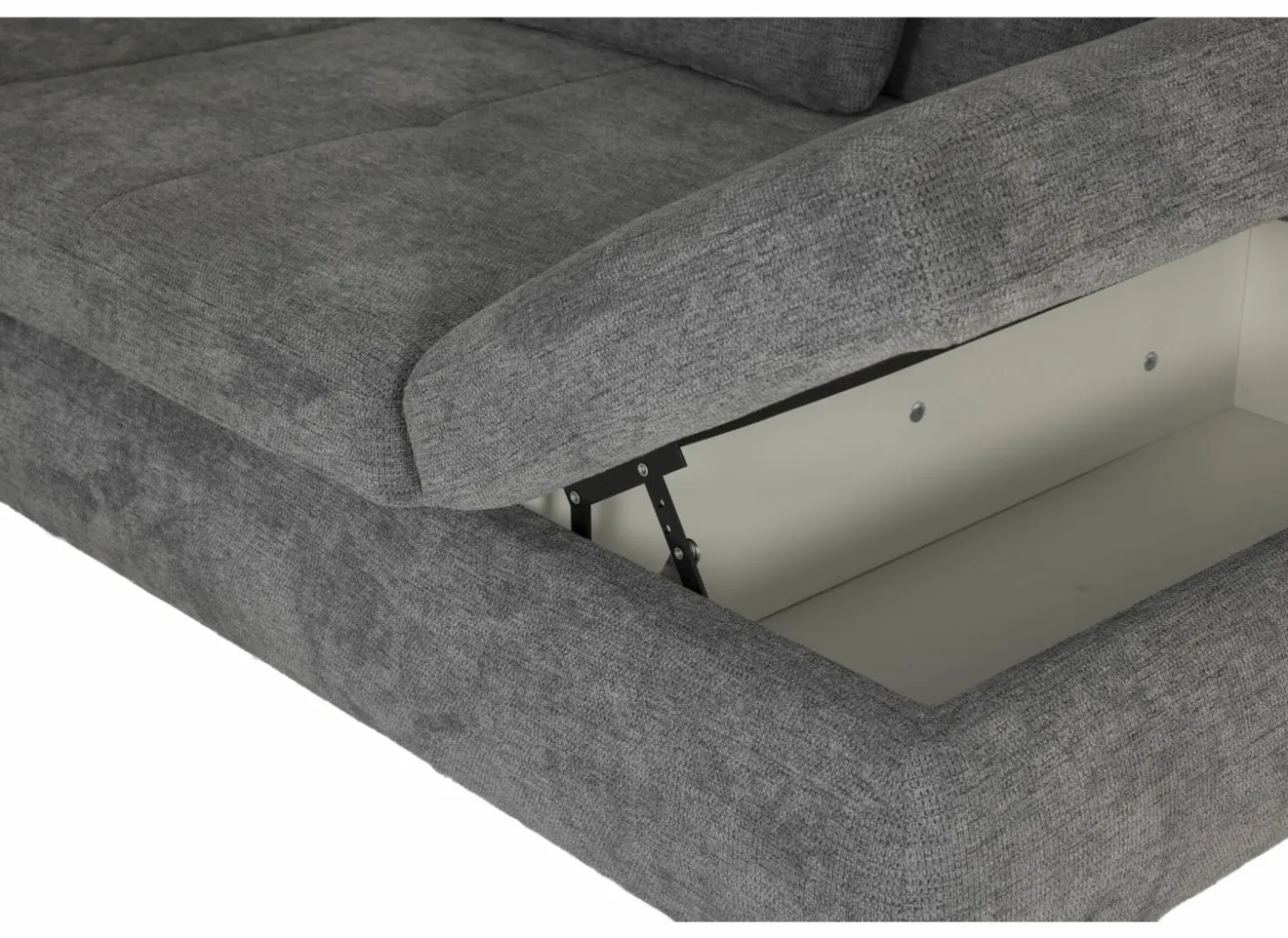 Hoeksalon Artus 371x260cm - stof - grijs met bedfunctie & opbergruimte