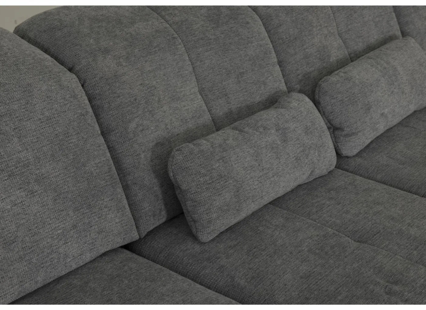 Hoeksalon Artus 371x260cm - stof - grijs met bedfunctie & opbergruimte