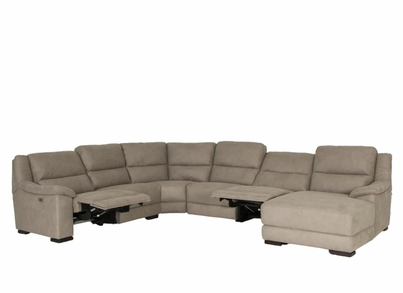 Hoeksalon Berry 372x292cm - stof - beige met relax