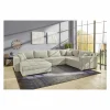 Hoeksalon Brixen 379x227cm - ribfluweel - lichtgrijs met bedfunctie