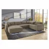 Hoeksalon Brixen 379x227cm - ribfluweel - lichtbruin met bedfunctie