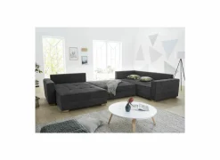Hoeksalon Brixen 379x227cm - stof - donkergrijs met bedfunctie
