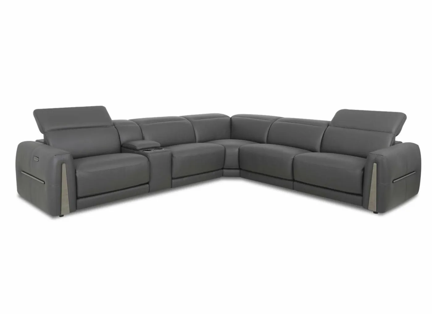Hoeksalon Bush 322x290cm - leder - shalegrey