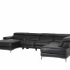 Hoeksalon Cell 370x232cm - leder - zwart