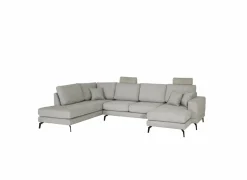 Hoeksalon Davos 341x220cm - stof - grijs