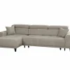 Hoeksalon Dragor 296x179cm - stof - grijs met bedfunctie