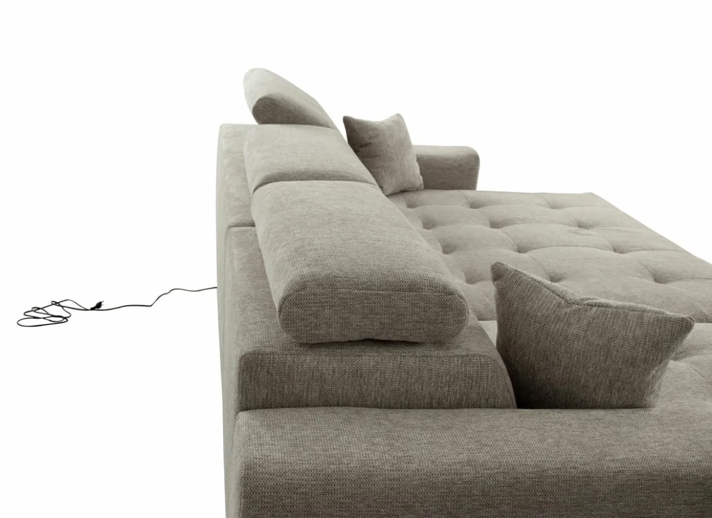 Hoeksalon Dragor 296x179cm - stof - grijs met bedfunctie