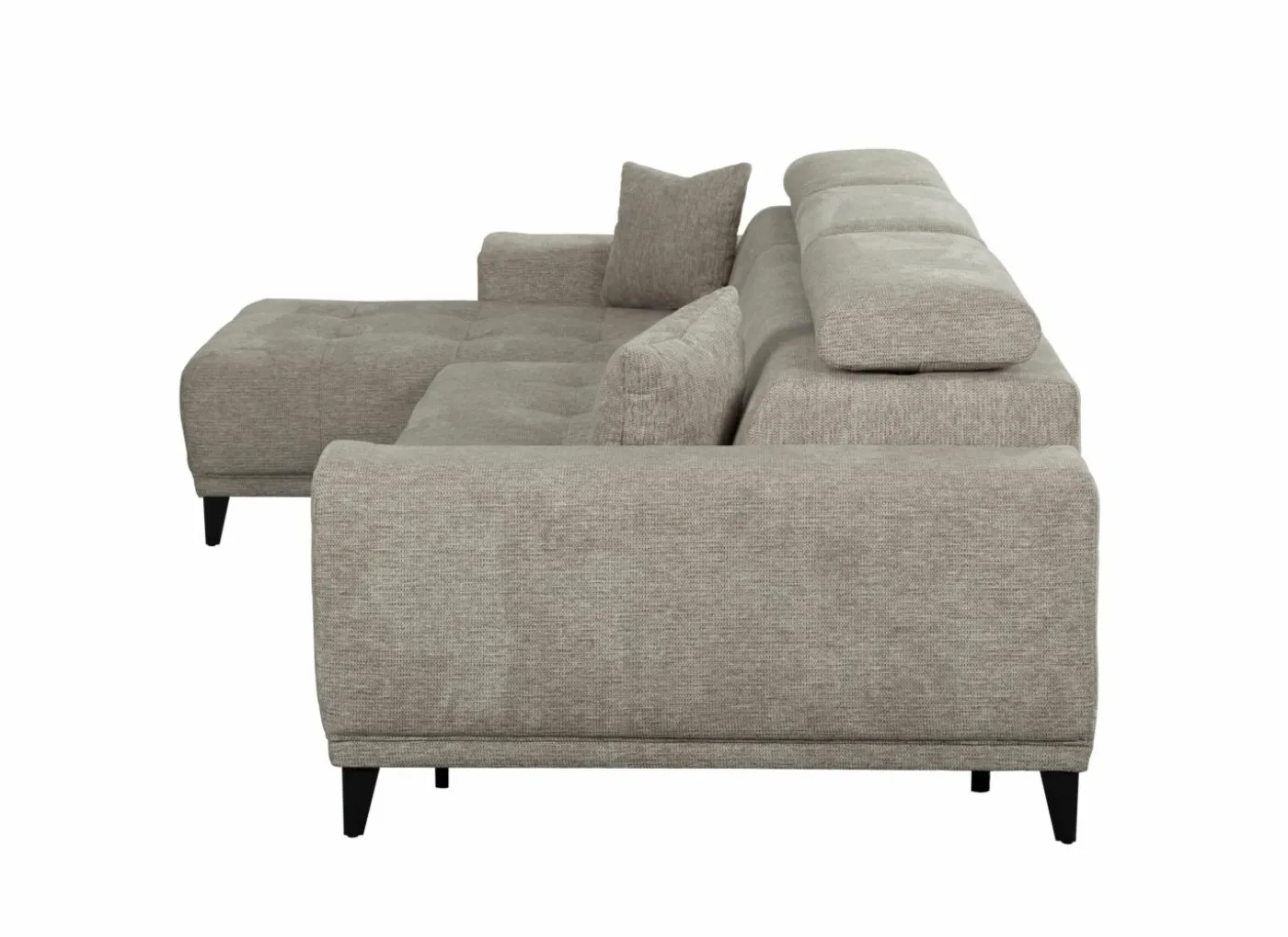 Hoeksalon Dragor 296x179cm - stof - grijs met bedfunctie