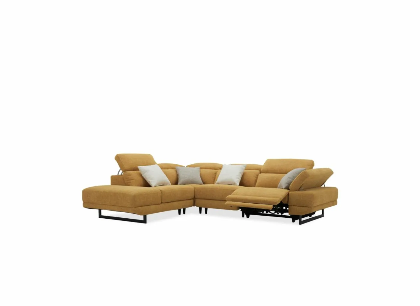 Hoeksalon Exeter 299x240cm - stof - chacha geel met relax
