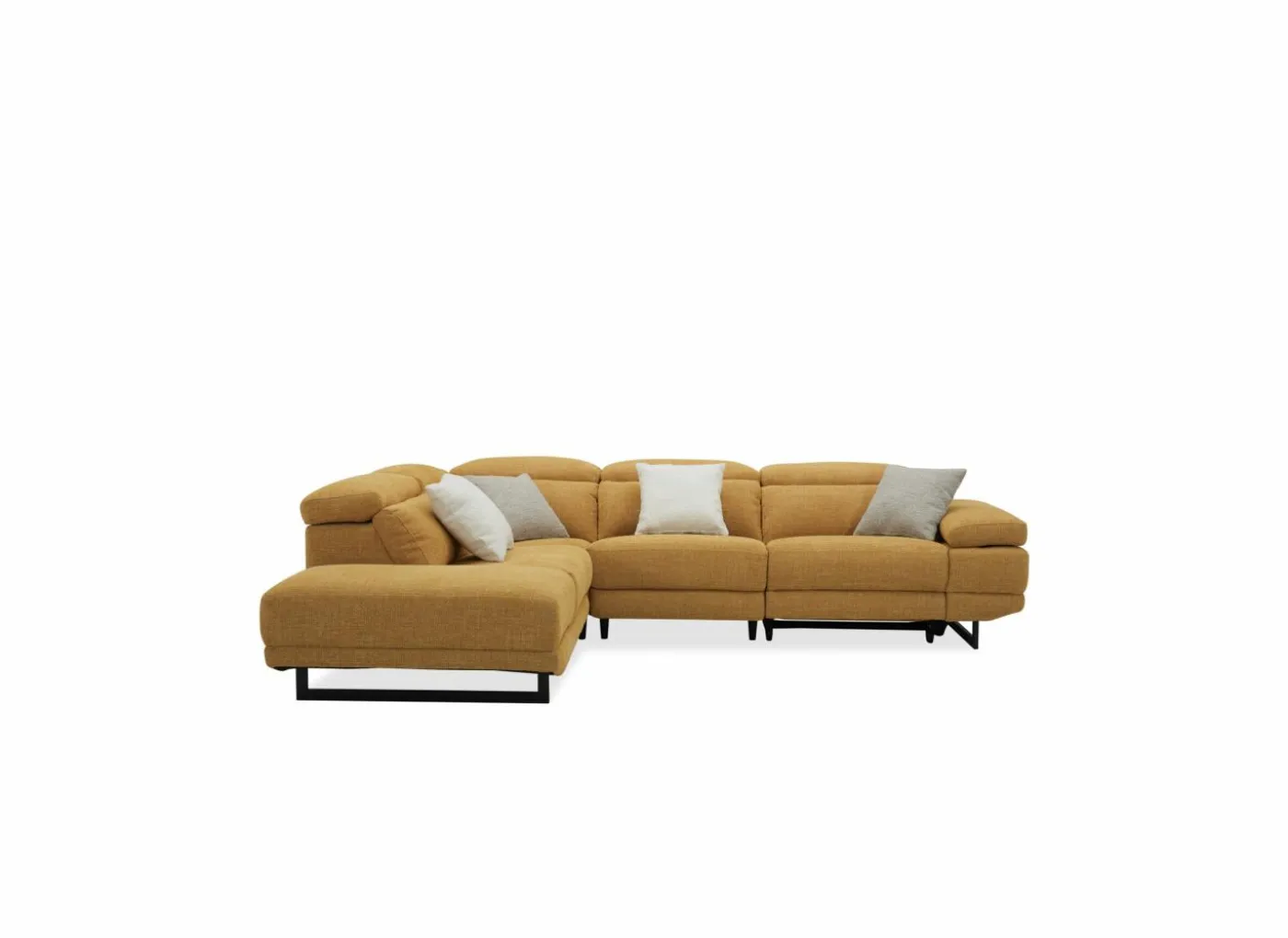 Hoeksalon Exeter 299x240cm - stof - chacha geel met relax