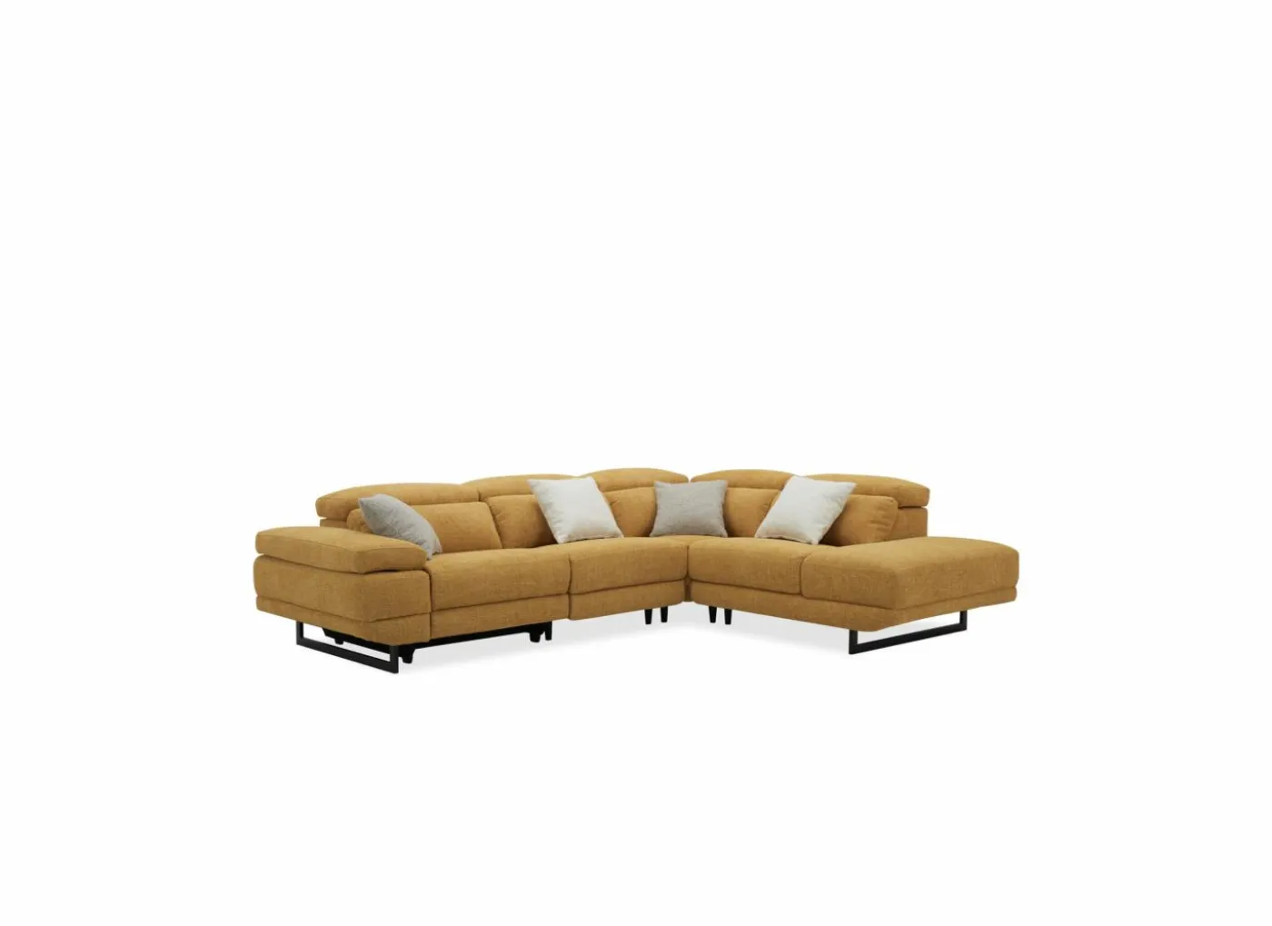Hoeksalon Exeter 299x240cm - stof - chacha geel met relax