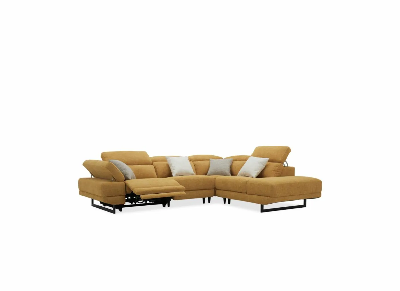 Hoeksalon Exeter 299x240cm - stof - chacha geel met relax