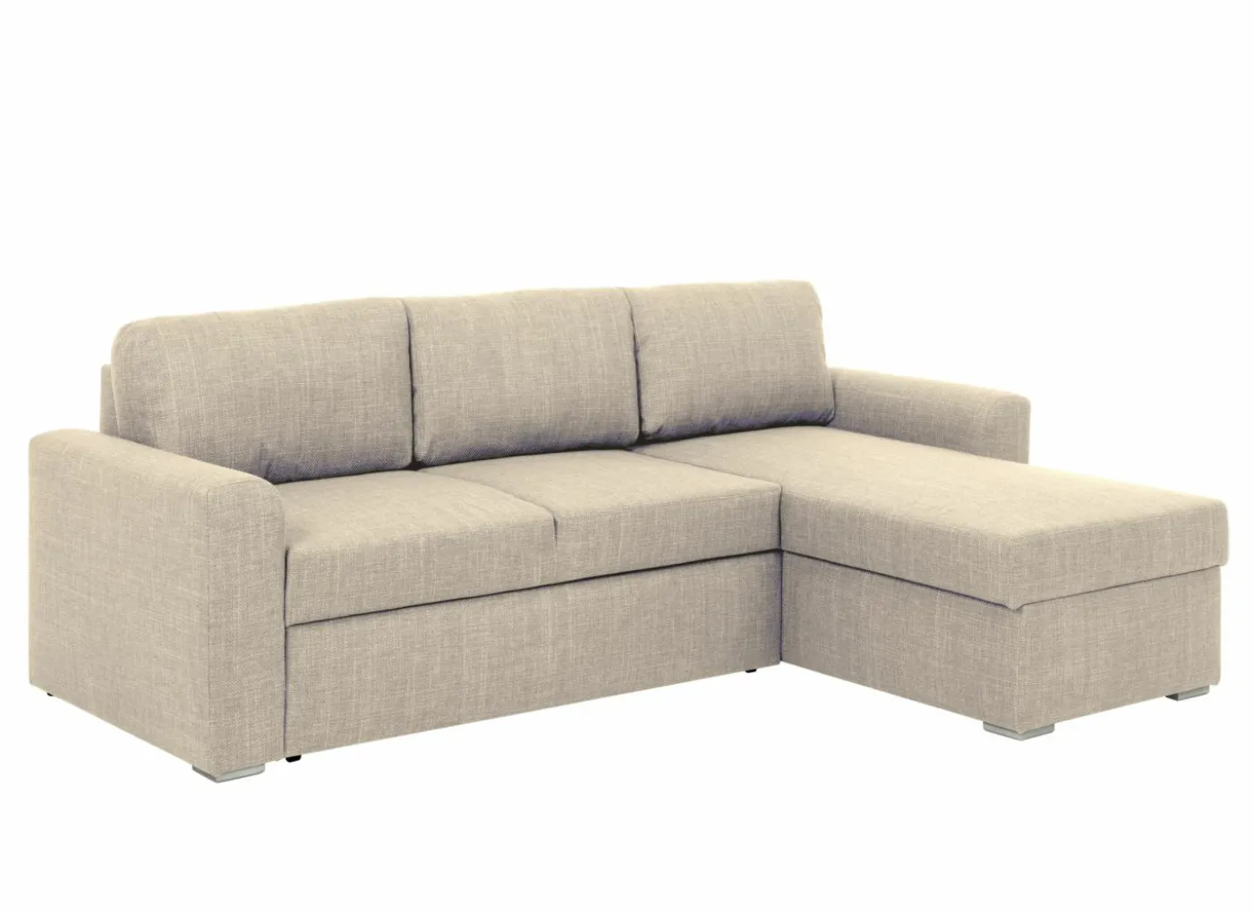 Hoeksalon Flemingsburg 226x165cm - stof - beige met bedfunctie en opbergruimte