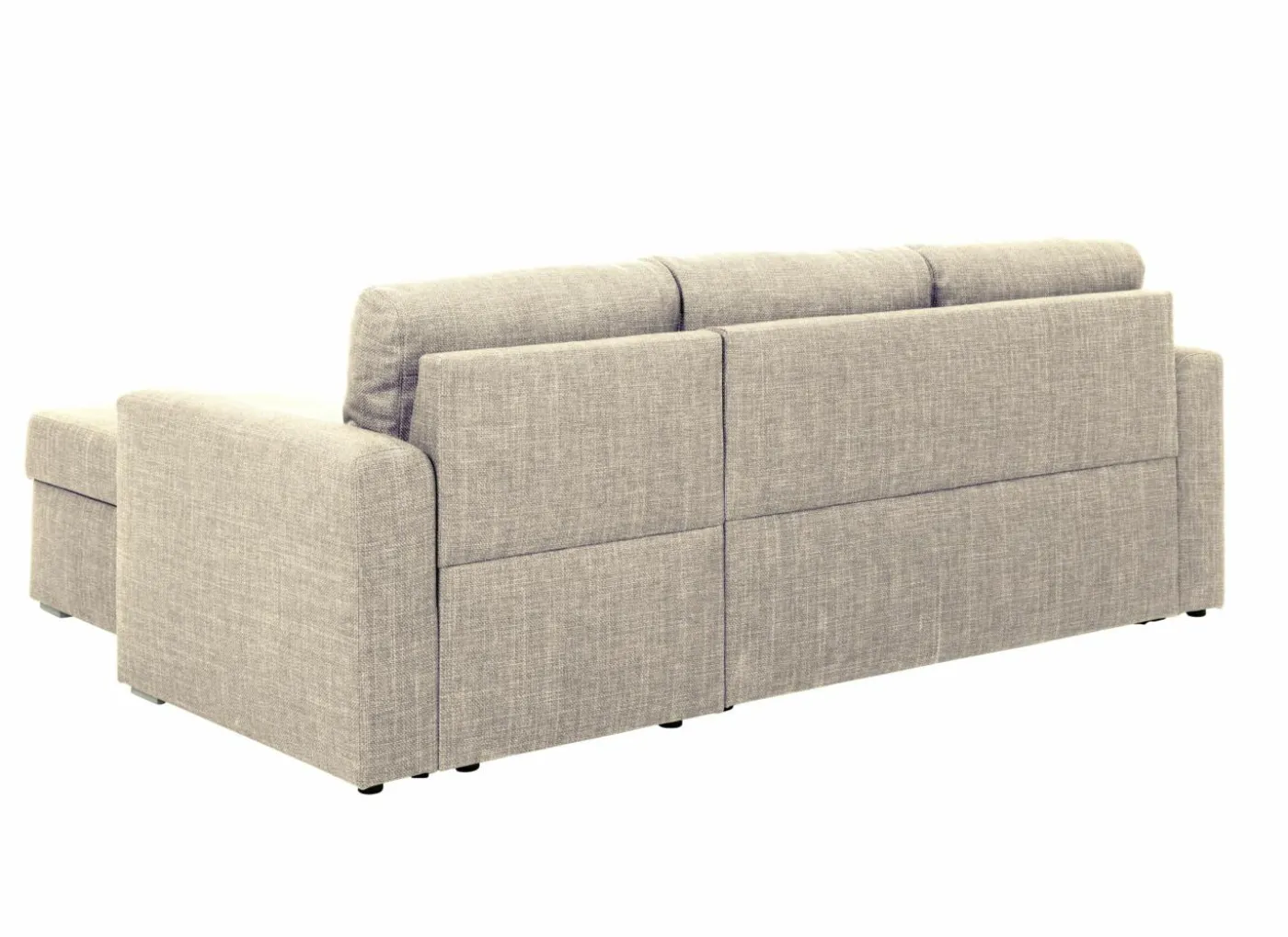 Hoeksalon Flemingsburg 226x165cm - stof - beige met bedfunctie en opbergruimte