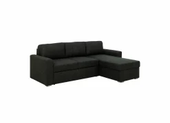 Hoeksalon Flemingsburg 226x165cm - stof - donkergrijs met bedfunctie en opbergruimte