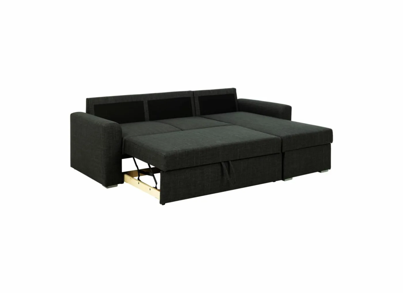 Hoeksalon Flemingsburg 226x165cm - stof - donkergrijs met bedfunctie en opbergruimte