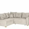 Hoeksalon Heidelberg 228x199cm - stof - lichtgrijs met bedfunctie & relax & opbergruimte