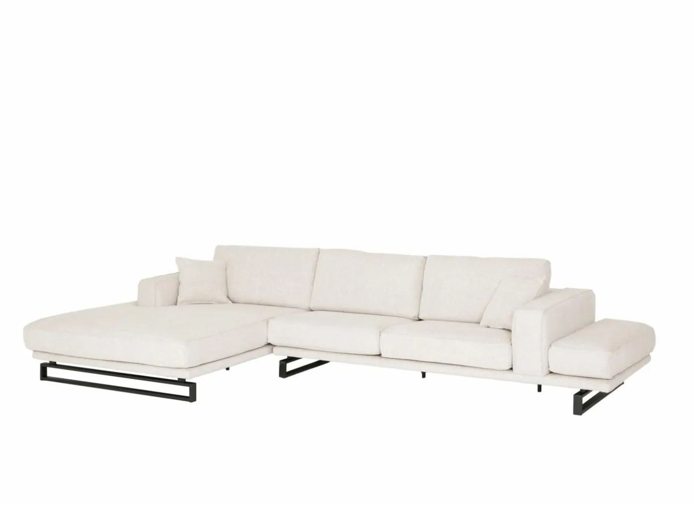 Hoeksalon Helio 393x197cm - stof - lichtbeige