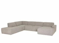 Hoeksalon Ibero 374x283cm - stof - grijs met zitdiepteverstelling