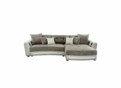 Hoeksalon Laredo lederlook/stof beige taupe met LED-verlichting