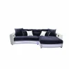 Hoeksalon Laredo 322x190cm - lederlook & stof - wit met LED-verlichting