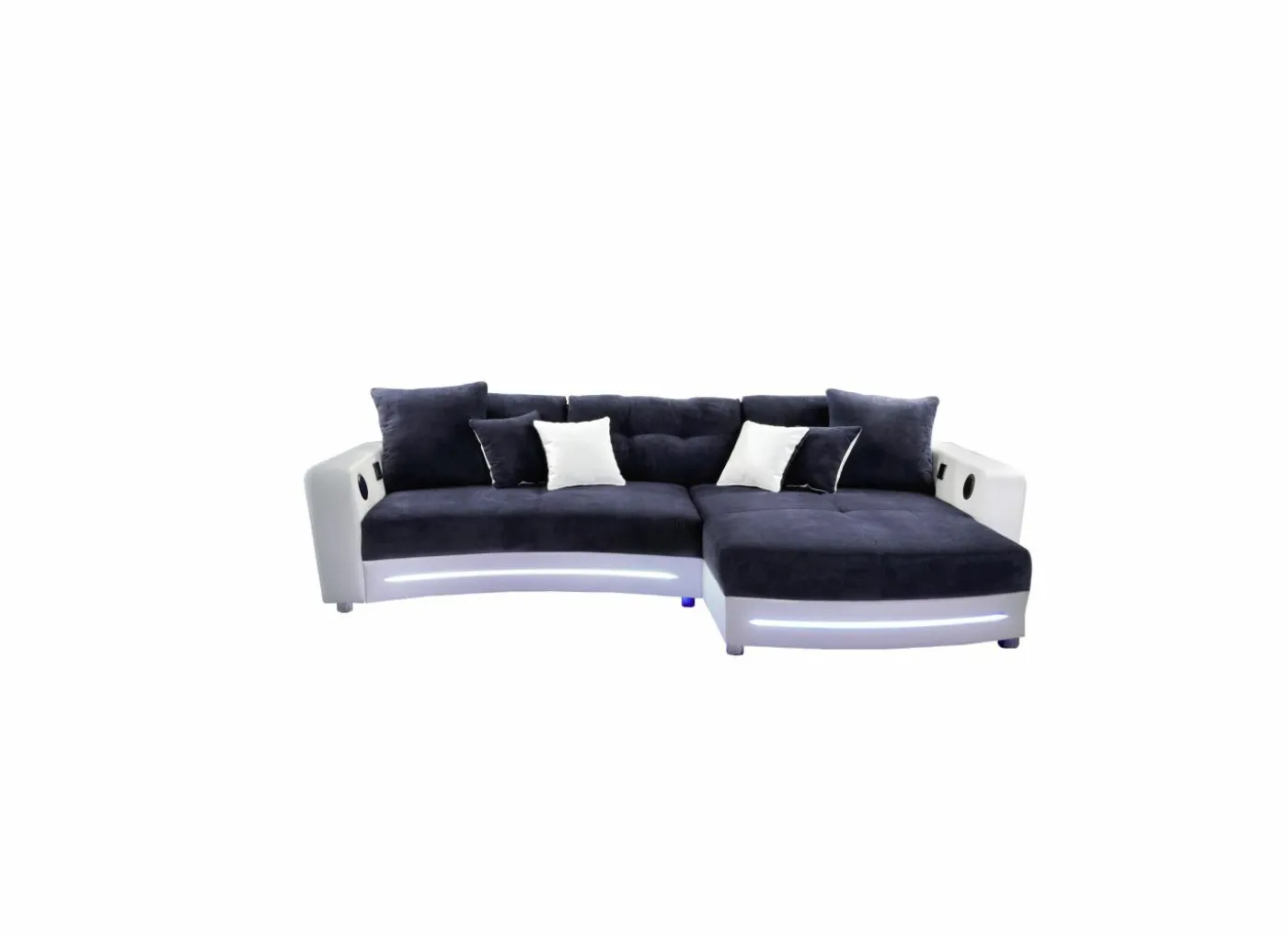 Hoeksalon Laredo 322x190cm - lederlook & stof - wit met LED-verlichting