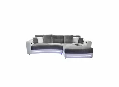 Hoeksalon Laredo 322x190cm - lederlook & stof - wit met LED-verlichting