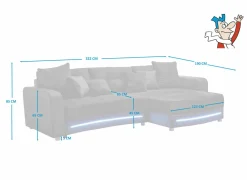 Hoeksalon Laredo 322x190cm - lederlook & stof - zwart met LED-verlichting