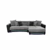 Hoeksalon Laredo 322x190cm - lederlook & stof - zwart met LED-verlichting