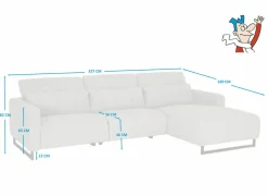 Hoeksalon Lexus 327x189cm - stof - grijs met relax