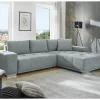 Hoeksalon Luciano 282x204cm - stof - middengrijs met bedfunctie & opbergruimte