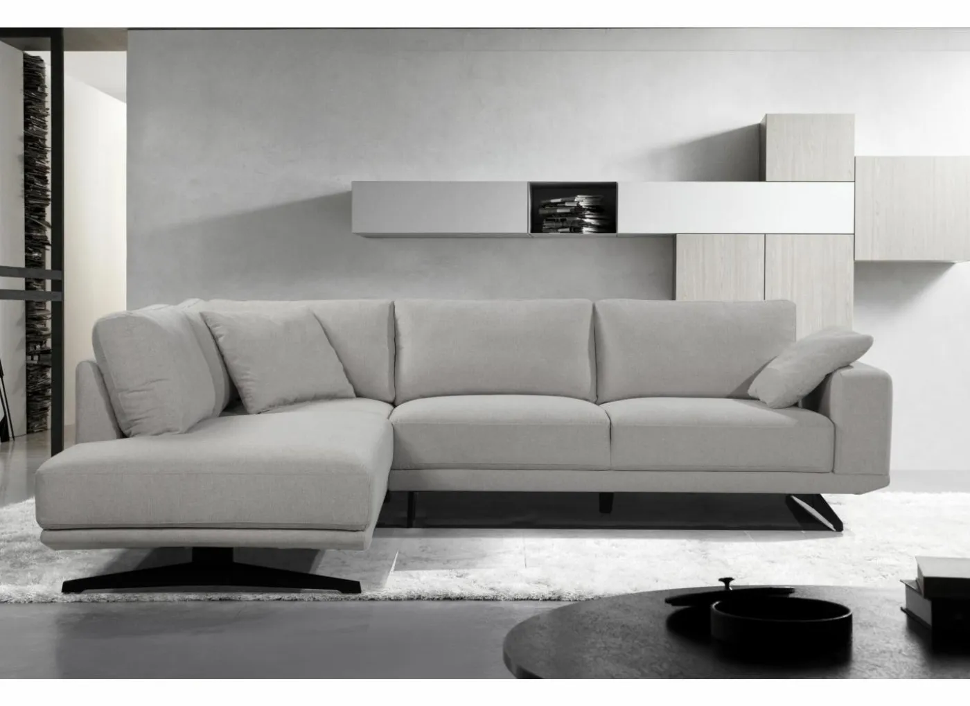 Hoeksalon Maltese 276x215cm - stof - lichtgrijs
