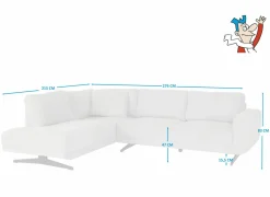 Hoeksalon Maltese 276x215cm - stof - lichtgrijs