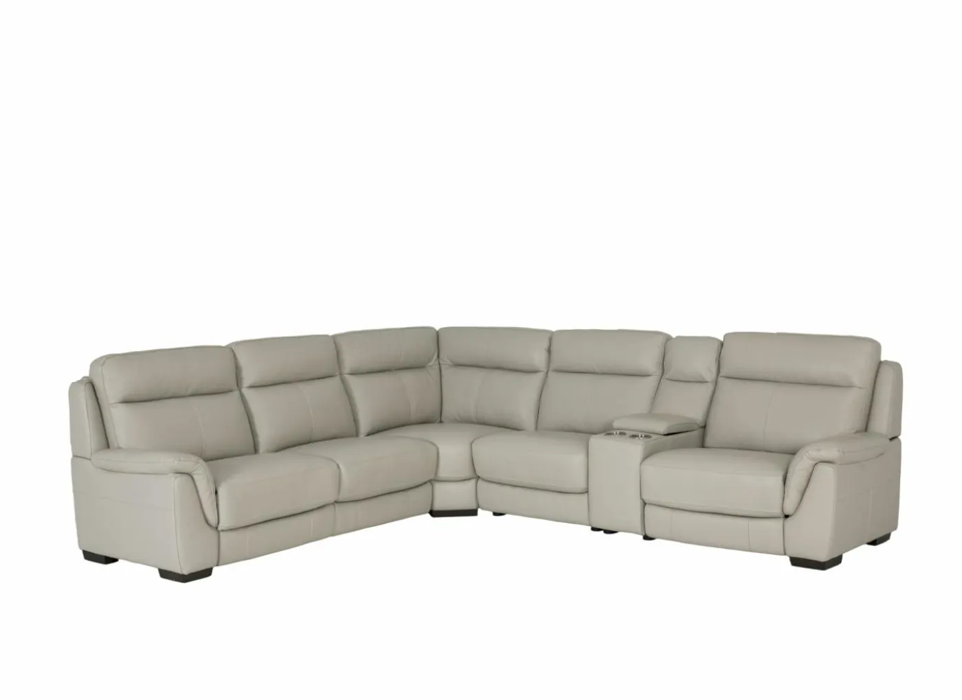 Hoeksalon May 289x289cm - leder - grijs & beige