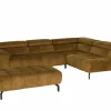 Hoeksalon Message-S 295x228cm - stof - goud met poef