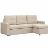 Hoeksalon Moncada 213x122cm - stof - beige & grijs